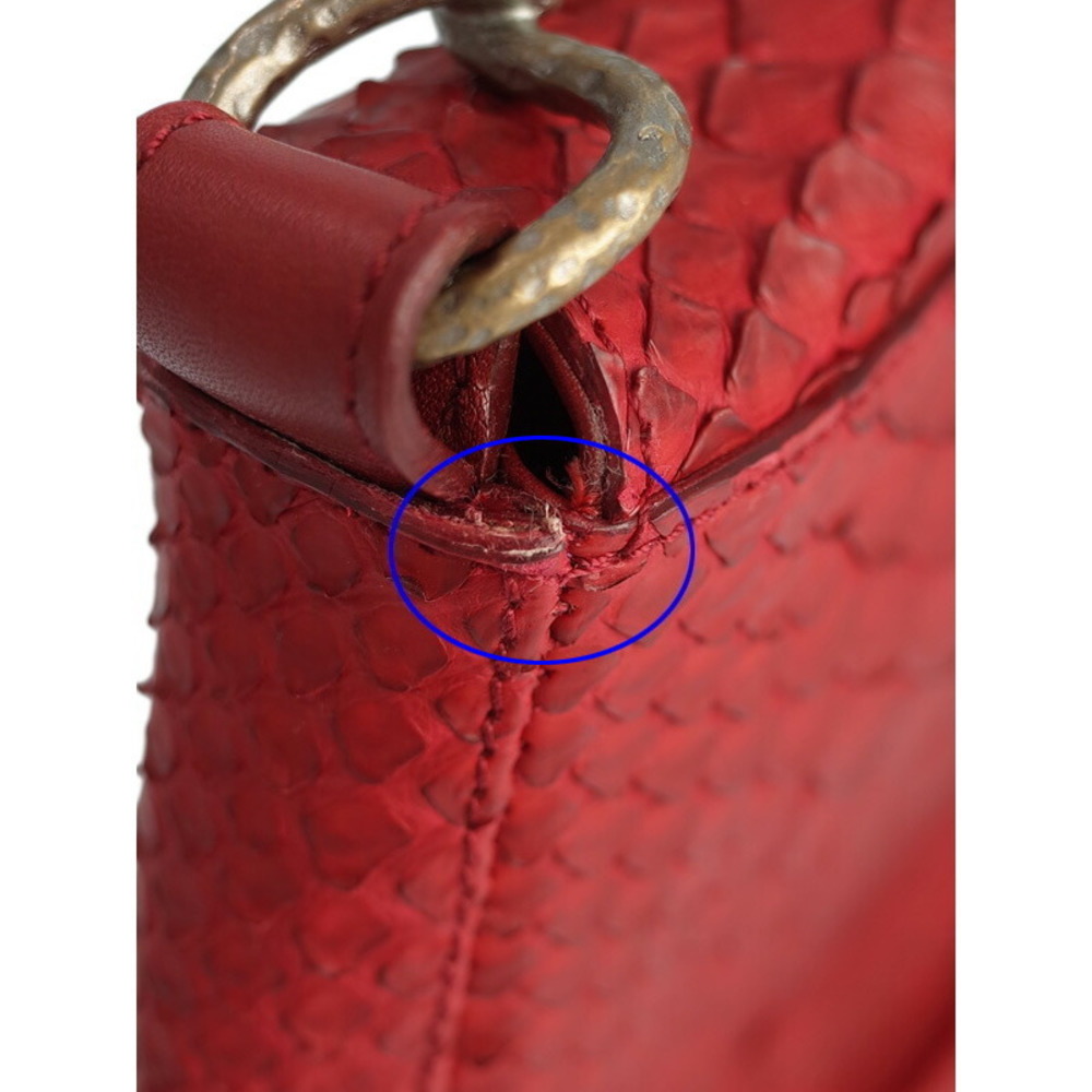 Ferragamo Python Chain Shoulder Bag Red - image 4